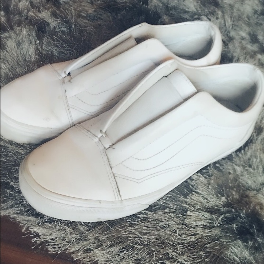 Vans solid white... slip on... lace free!!!